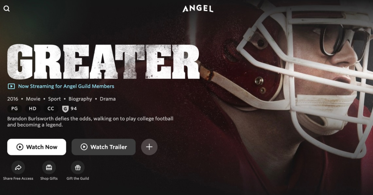 Greater is now live on Angel Studios
